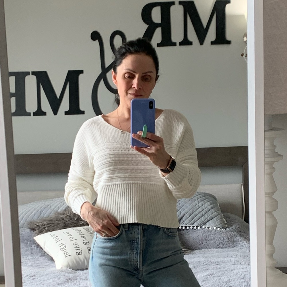 Rag Poets cropped v neck oversized knit sweater
